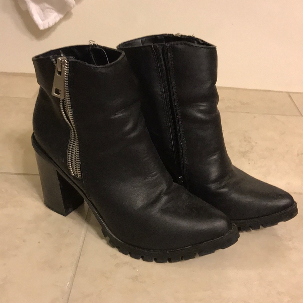 Black Leather Booties
